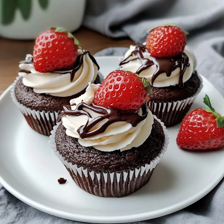Schokoladenüberzogene Erdbeer Cupcakes