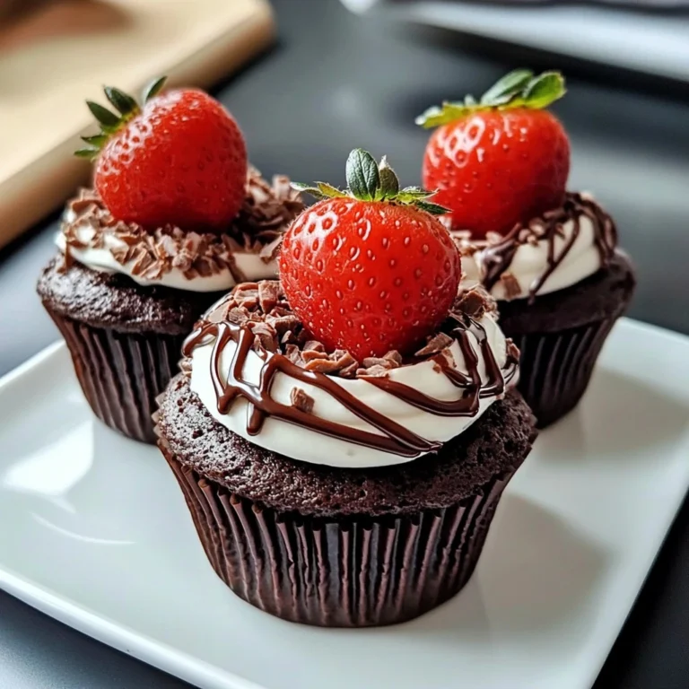 Schokoladenüberzogene Erdbeer-Cupcakes