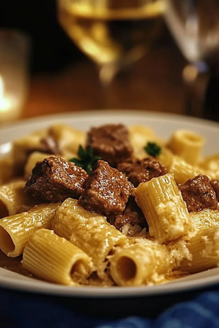 Cremiges Parmesan Rindfleisch mit Rigatoni