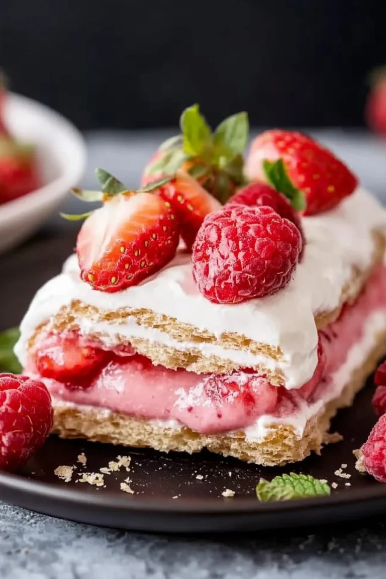 Eclair-Kuchen mit Erdbeeren