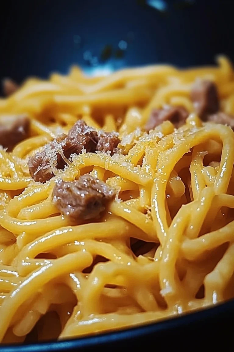 Ein-Topf cremige Rindfleisch- und Knoblauchbutter-Pasta