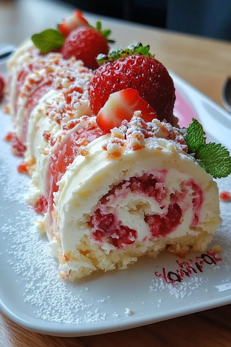 Erdbeer-Shortcake-Cheesecake-Dessert-Sushi-Rollen
