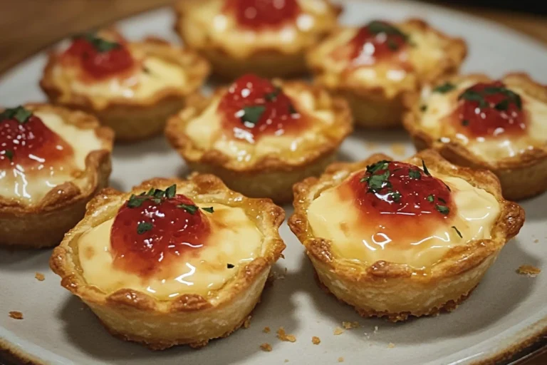 Mini Tartlets with Cream Cheese and Strawberry Syrup