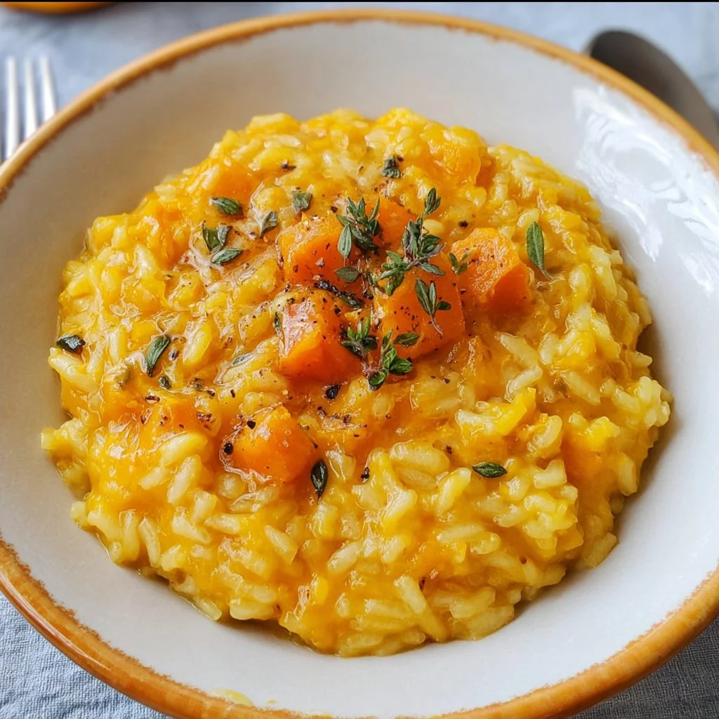 Köstliches Kürbisrisotto mit frischen Kräutern und aromatischen Gewürzen