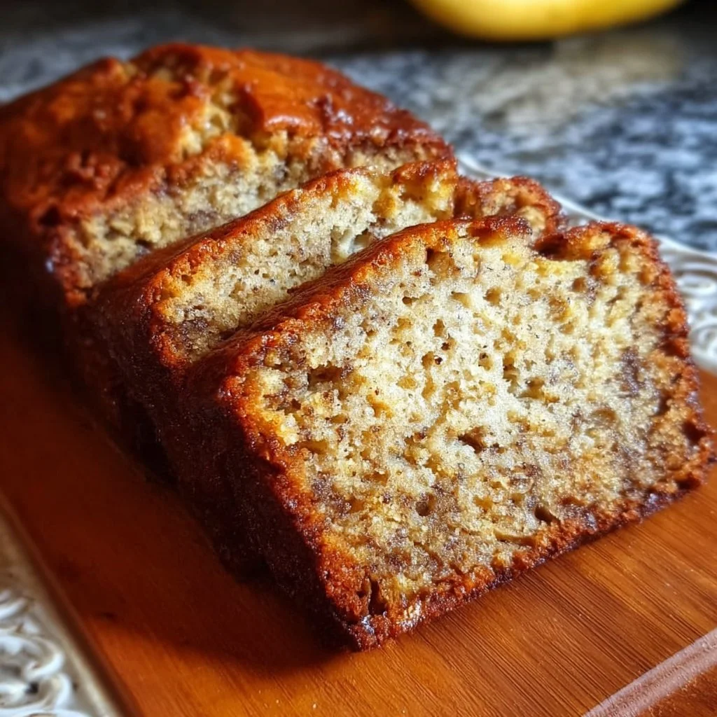 Feuchtes klassisches Bananenbrot, frisch gebacken und appetitlich angerichtet