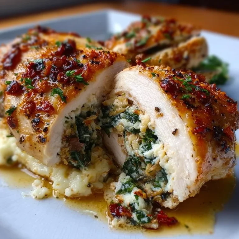 Gefüllte Hähnchenbrust auf einem Teller mit Beilagen