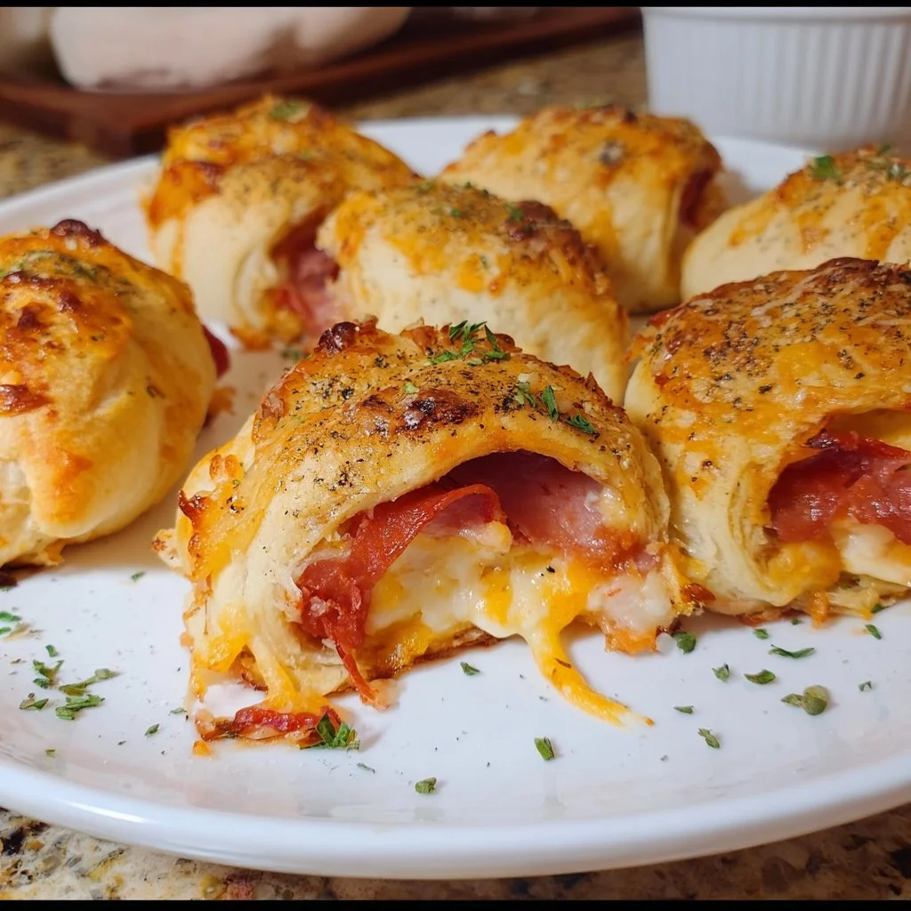 Gefüllte Pizzabrötchen wie beim Italiener auf einem Teller serviert