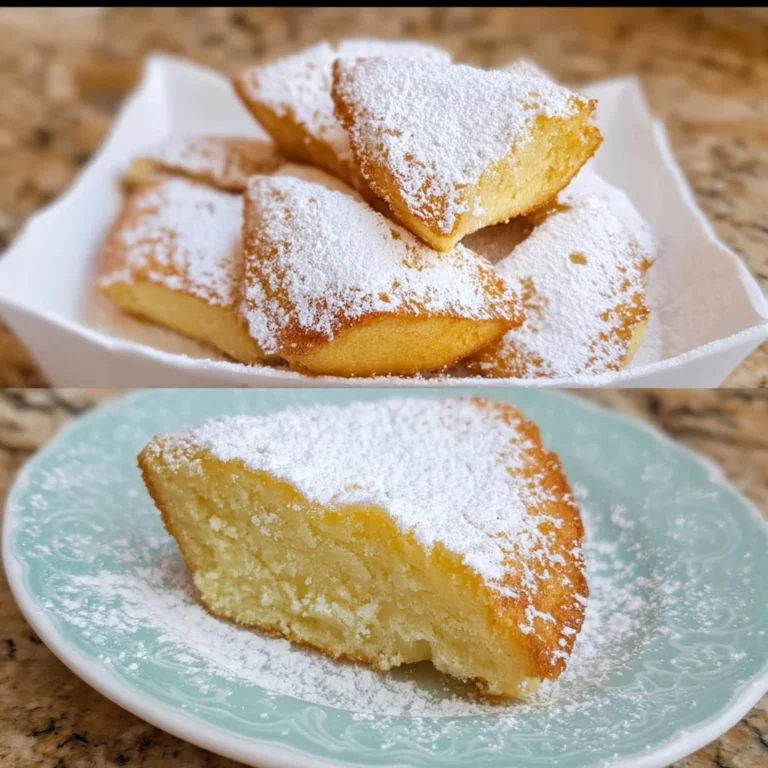 Fluffige Schmalzkuchen auf einem Teller, serviert mit Puderzucker.