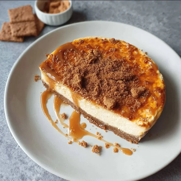 Cremiger Spekulatius-Käsekuchen auf einem Teller serviert