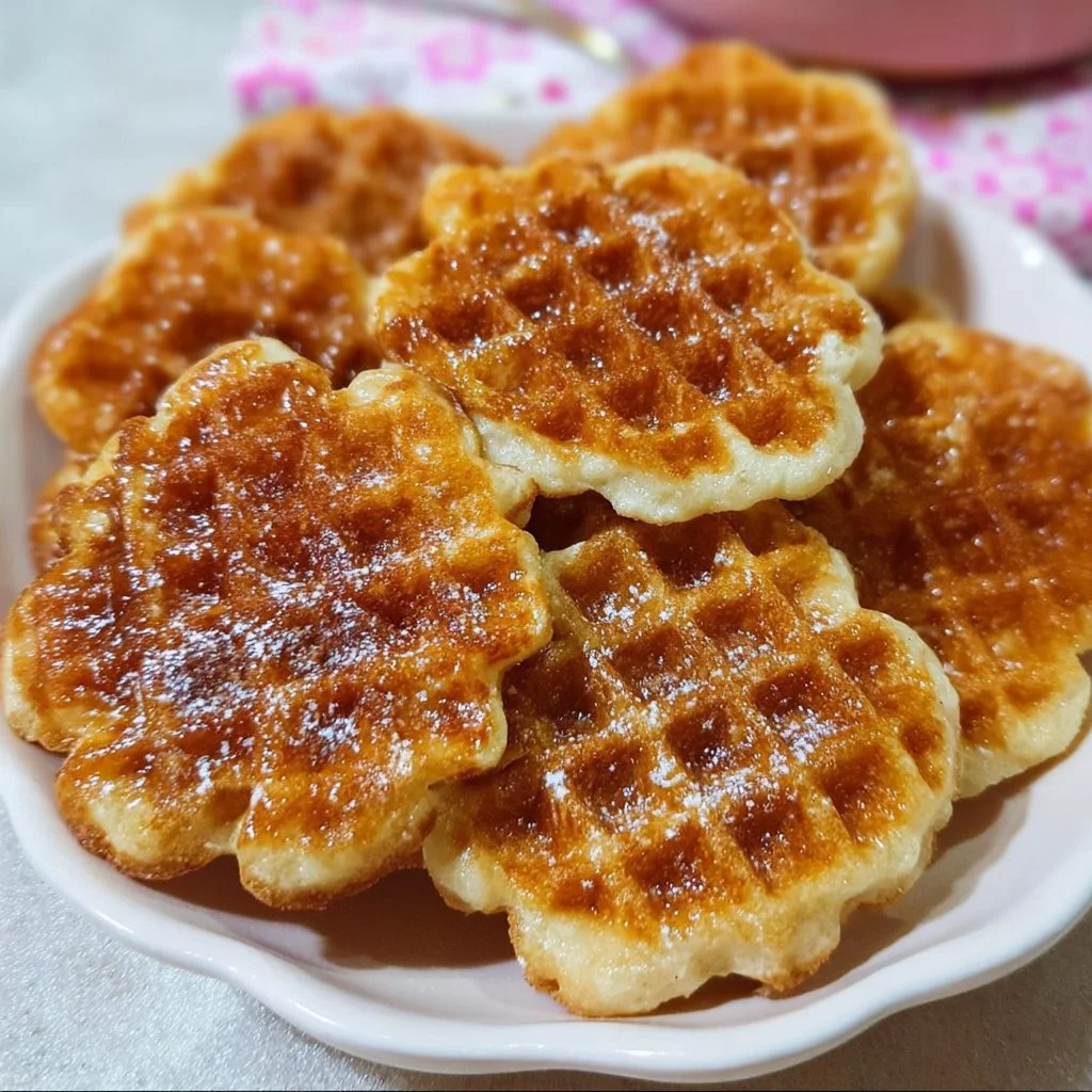 Leckere Waffelkekse auf einem Teller, einfach und schnell zubereitet.