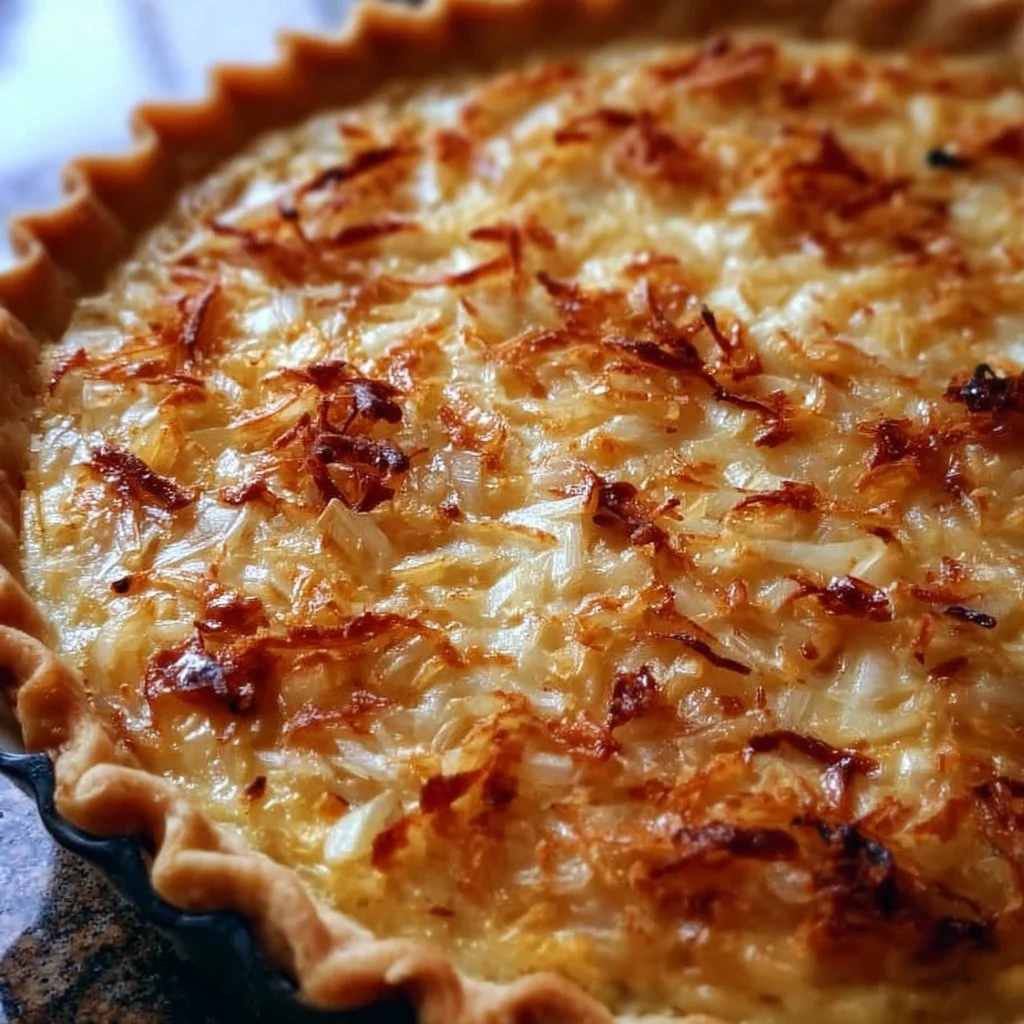 Leckerer Zwiebelkuchen frisch aus dem Ofen, ideal für Feste und gesellige Abende.