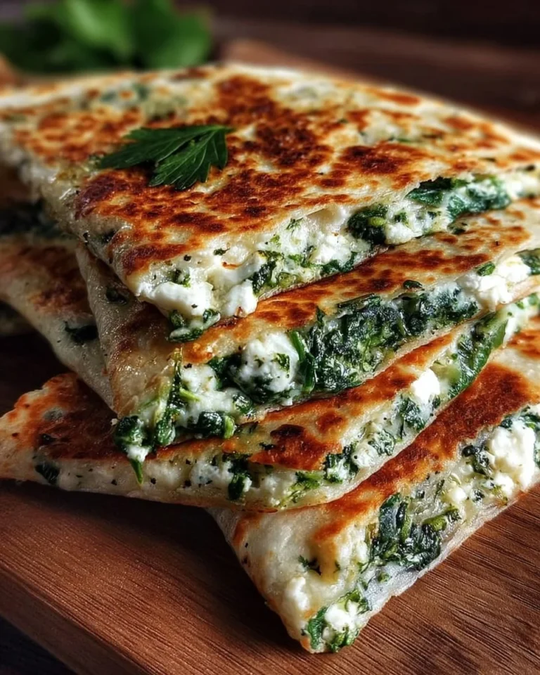 Spinach-Feta Quesadillas frisch zubereitet auf einem Teller