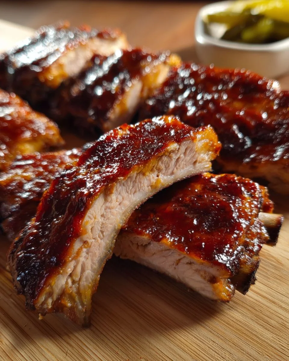 Zarte und saftige Airfryer Rippchen mit BBQ-Glasur auf einem Grillgericht