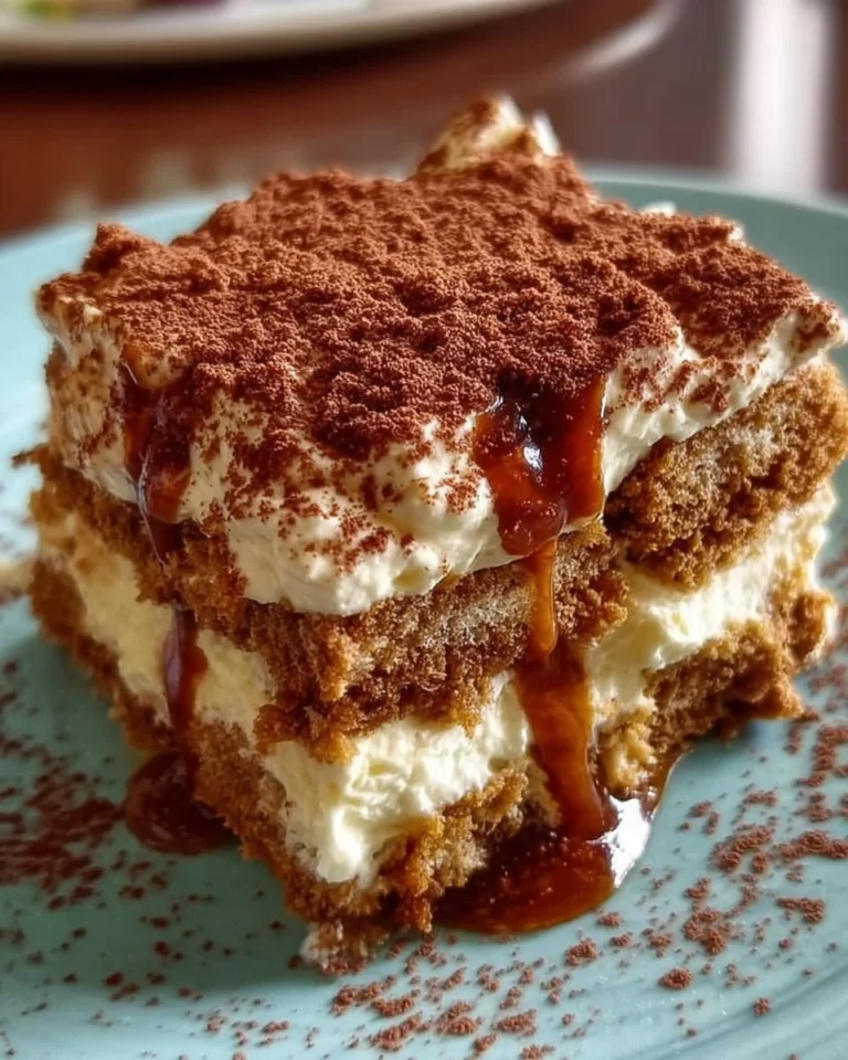 Biscoff Tiramisu mit Spekulatius-Keksen auf einem Teller serviert