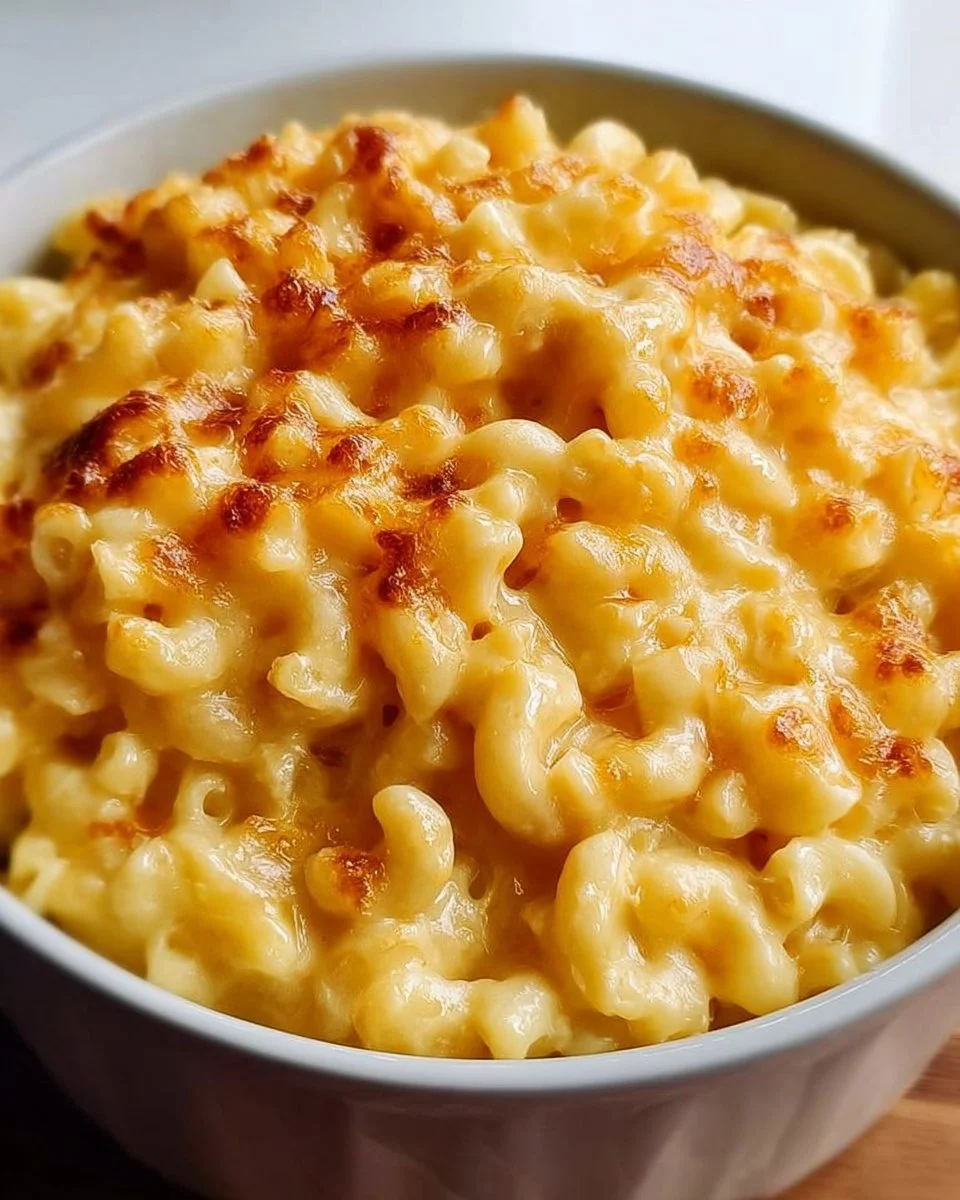 Cremige butterige Makkaroni und Käse in einer Schüssel serviert.