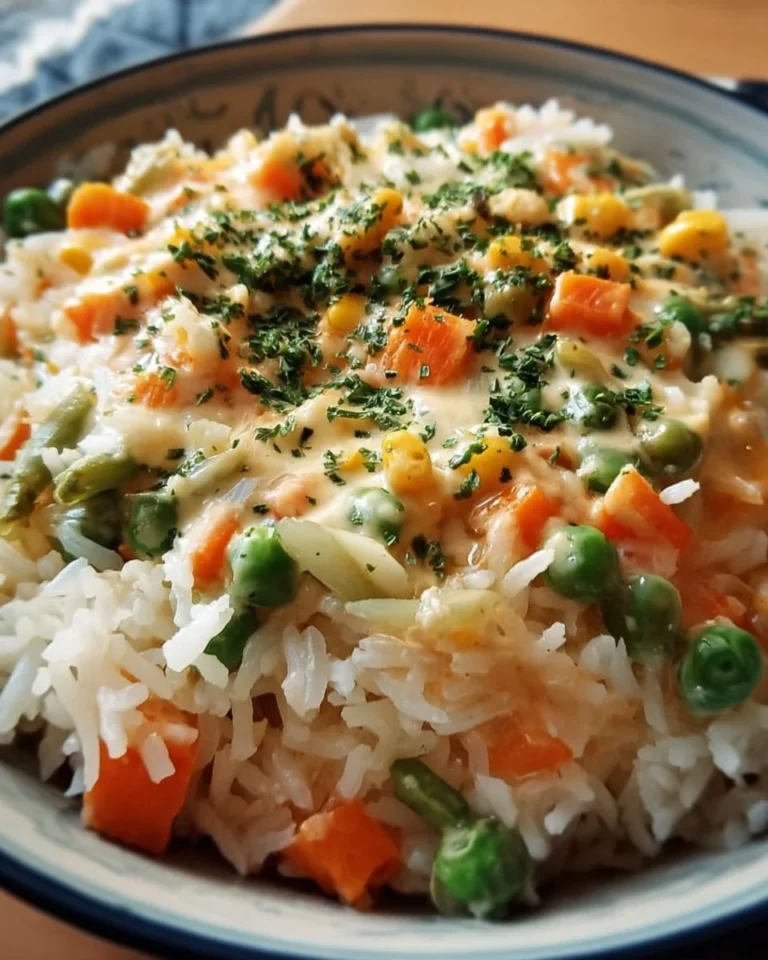 Cremiger Reis mit frischem Gemüse in einer Schüssel serviert