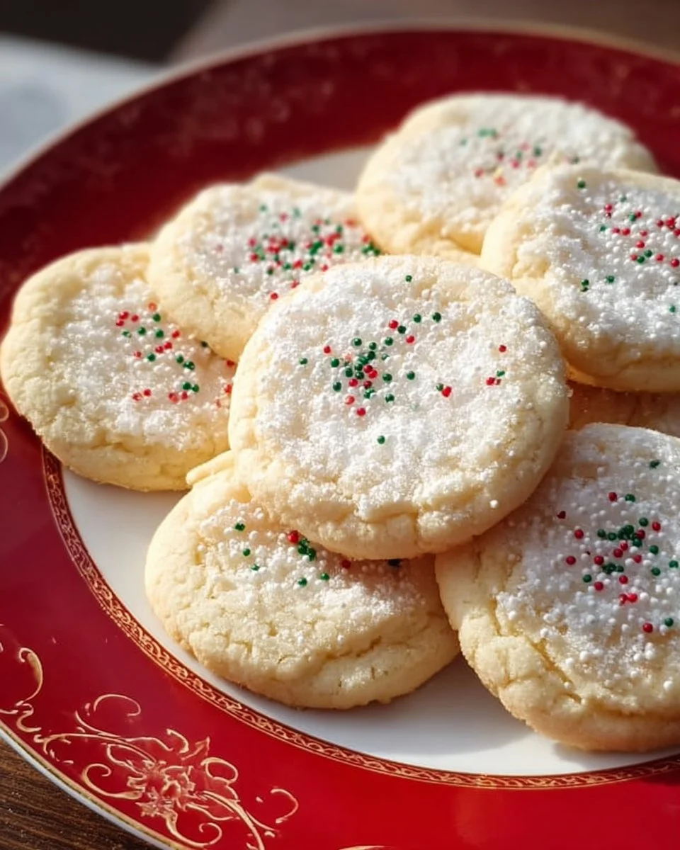Leckere Sour Cream Sugar Cookies auf einem Teller serviert.