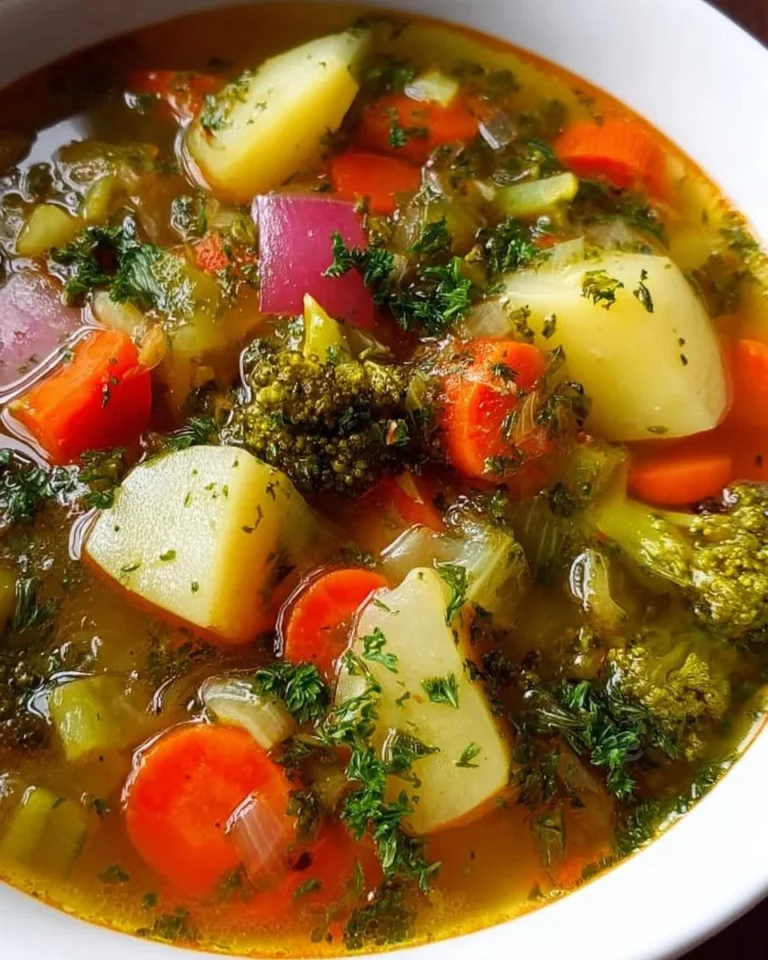 Schüssel mit einfacher irischer Gemüsesuppe voller frischer Zutaten