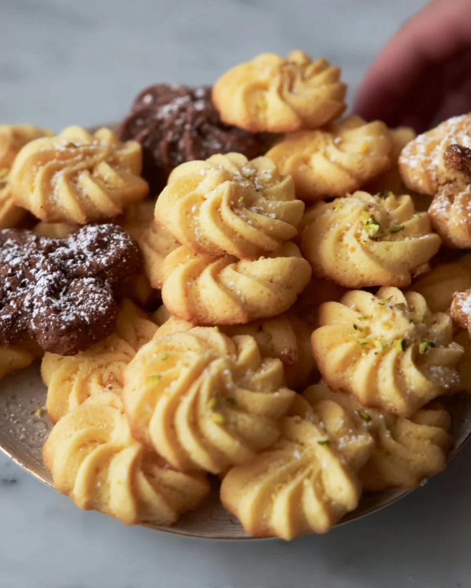 Leckeres Butter Spritzgebäck auf einem Teller angerichtet