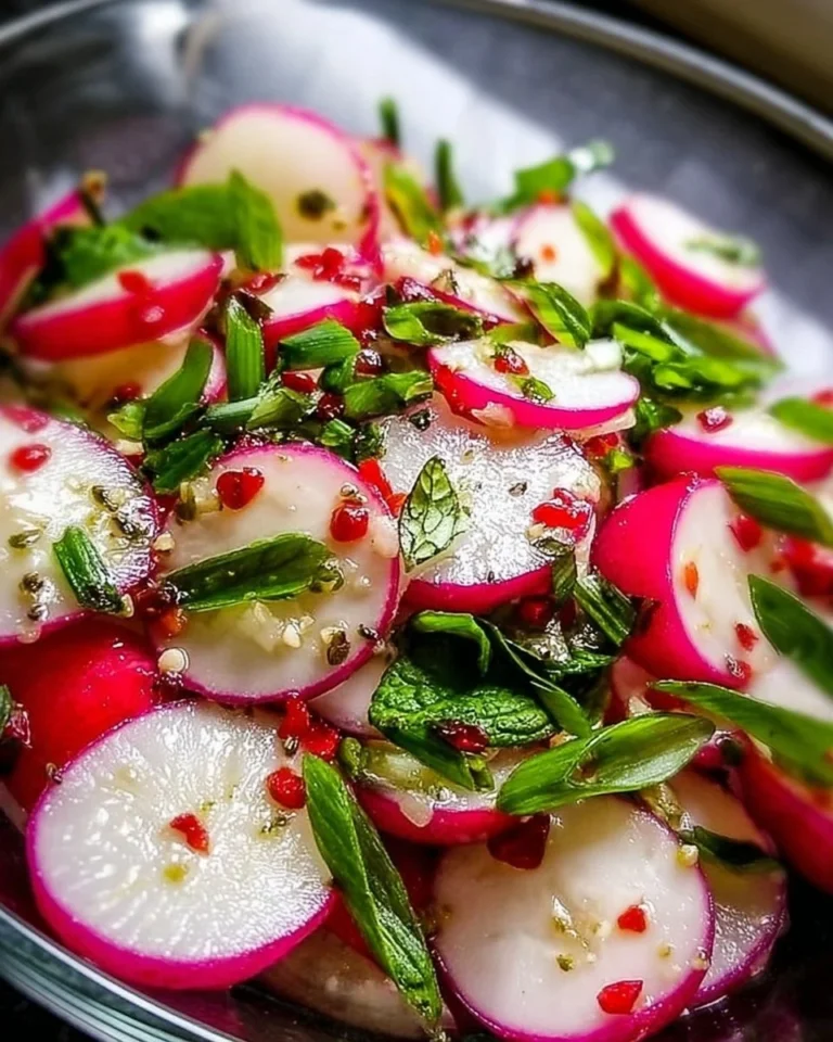 Frischer Radieschensalat mit buntem Gemüse und Dressing