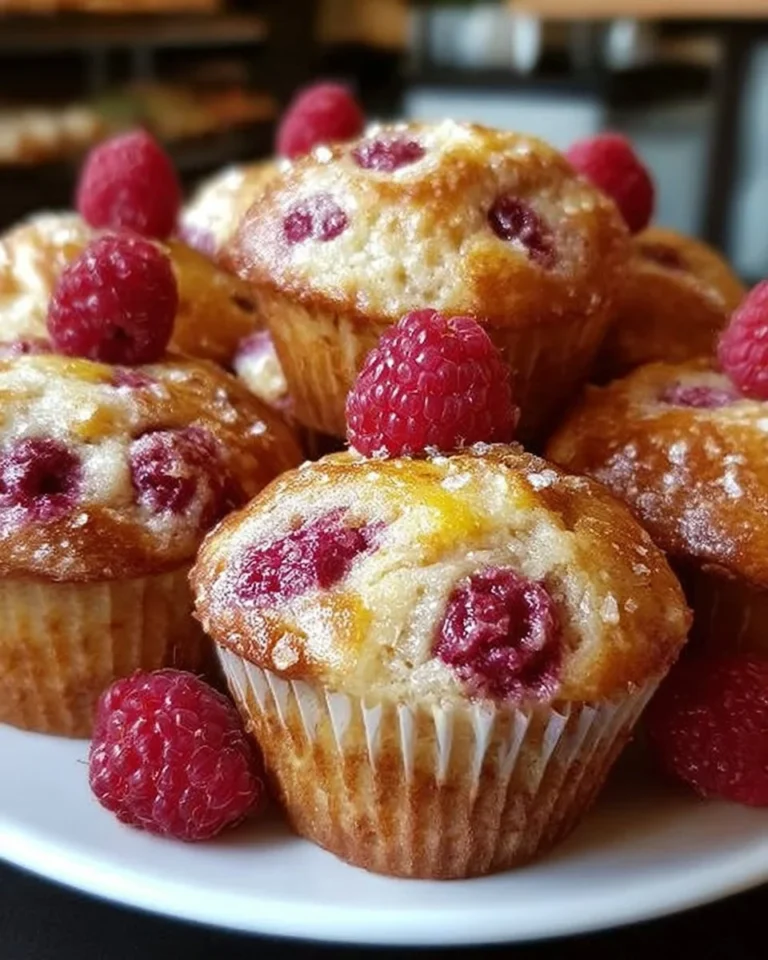 Leckere Himbeer-Zitronen-Muffins frisch gebacken auf einem Tisch