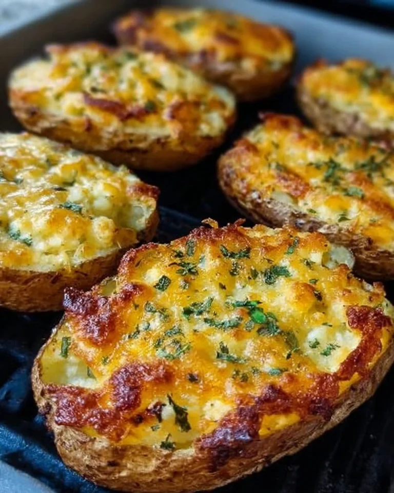Gebackene Käse-Kartoffeln frisch aus dem Ofen, goldbraun und lecker.