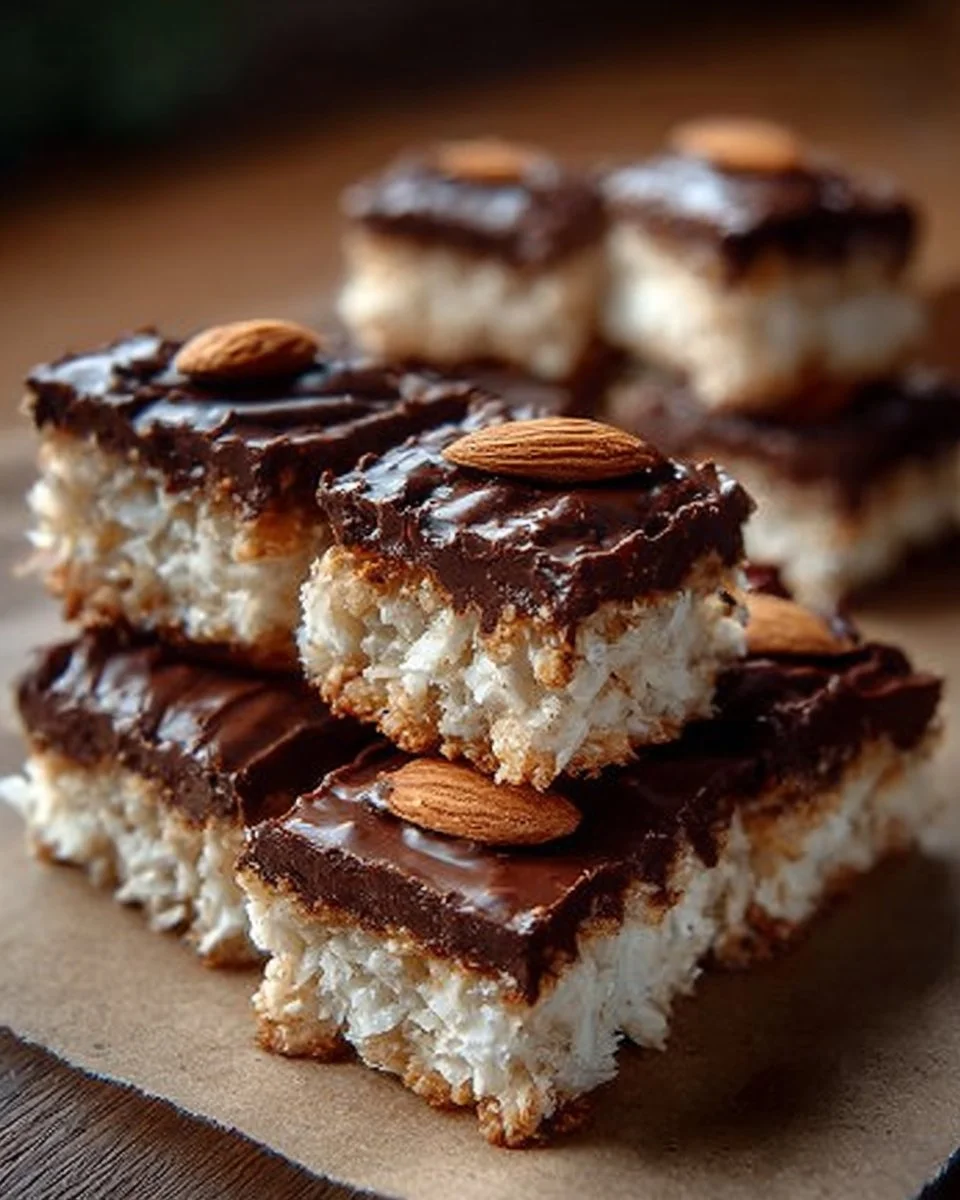 Gesunde Mandeln und Kokos-Riegel für leckeren Snack