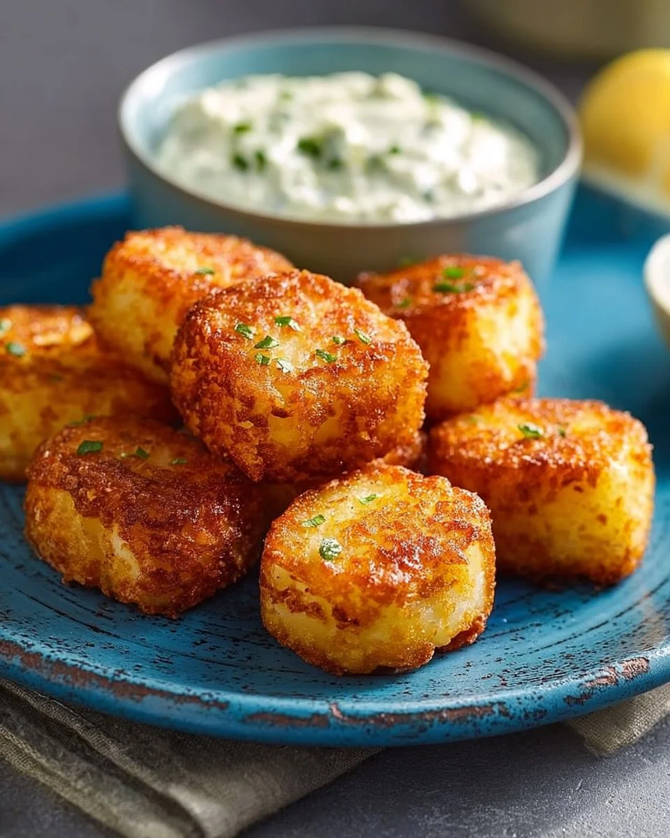 Goldene Feta-Bites aus dem Airfryer, knusprig und lecker serviert.