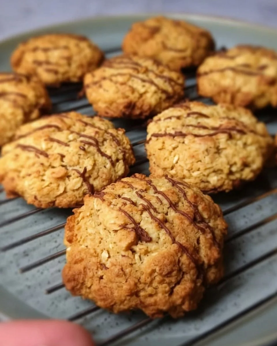 Leckere Haferflocken Plätzchen auf einem Teller mit Schokolade und Nüssen