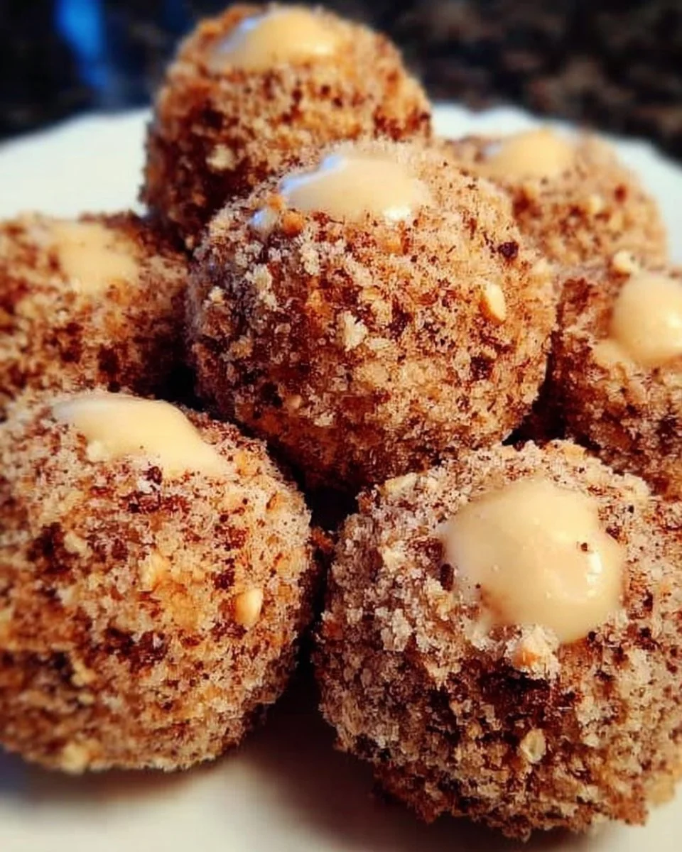 Leckere Haselnuss Zimt Kugeln auf einem Teller, ideal für die Winterzeit.