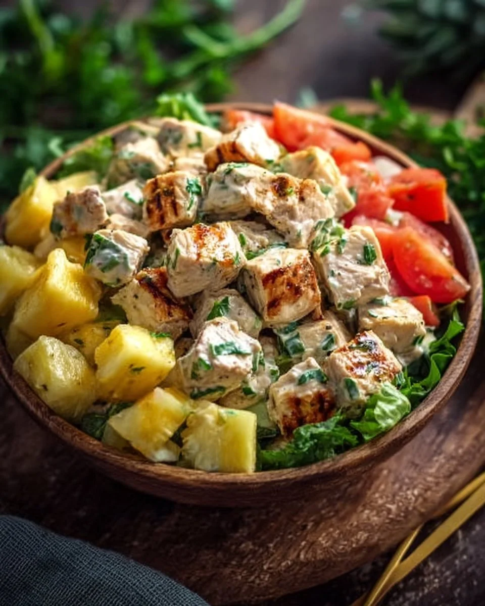 Hawaiian Chicken Salad mit frischen Zutaten und einem Hauch von Exotik