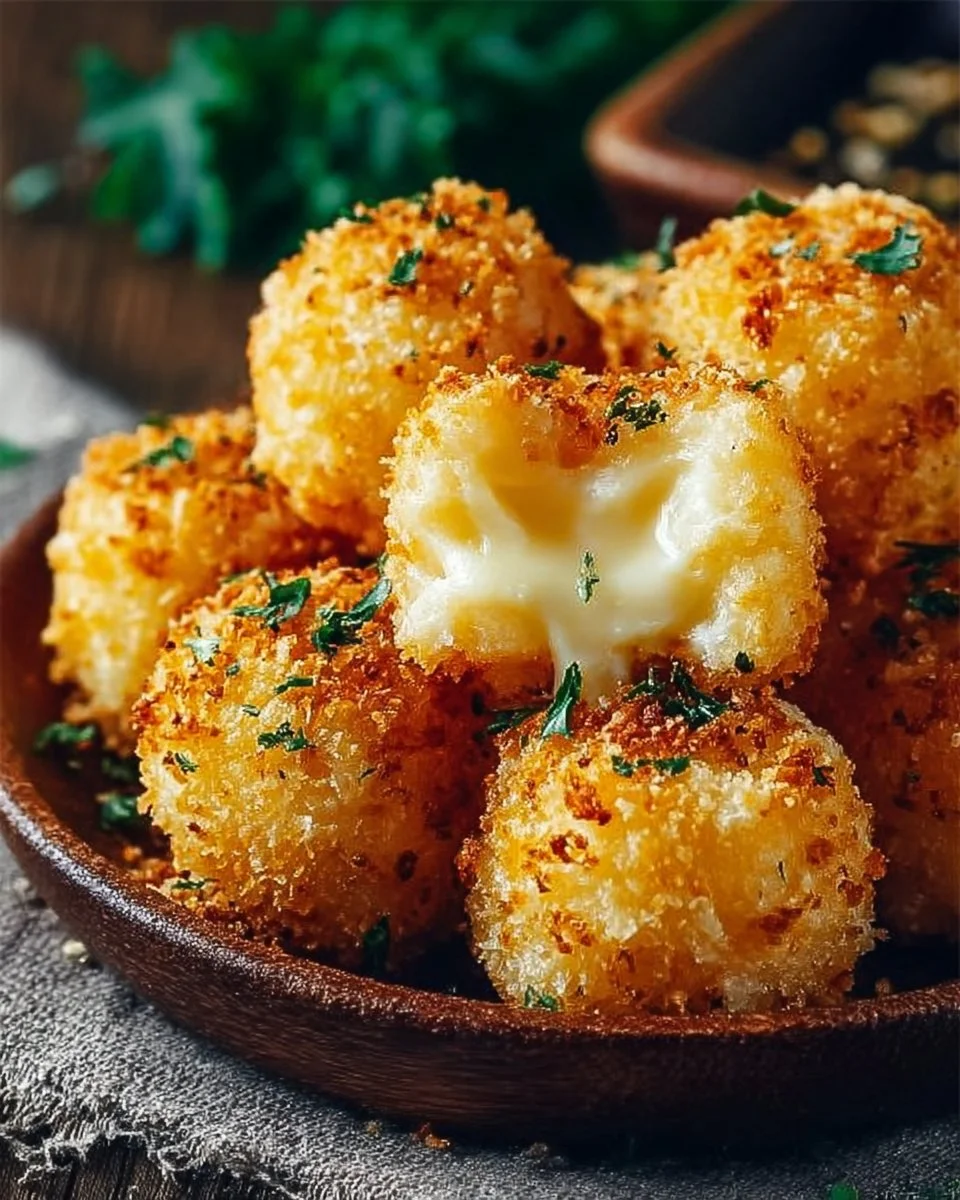 Käse-Kartoffelpüree-Bällchen frisch aus der Heißluftfritteuse