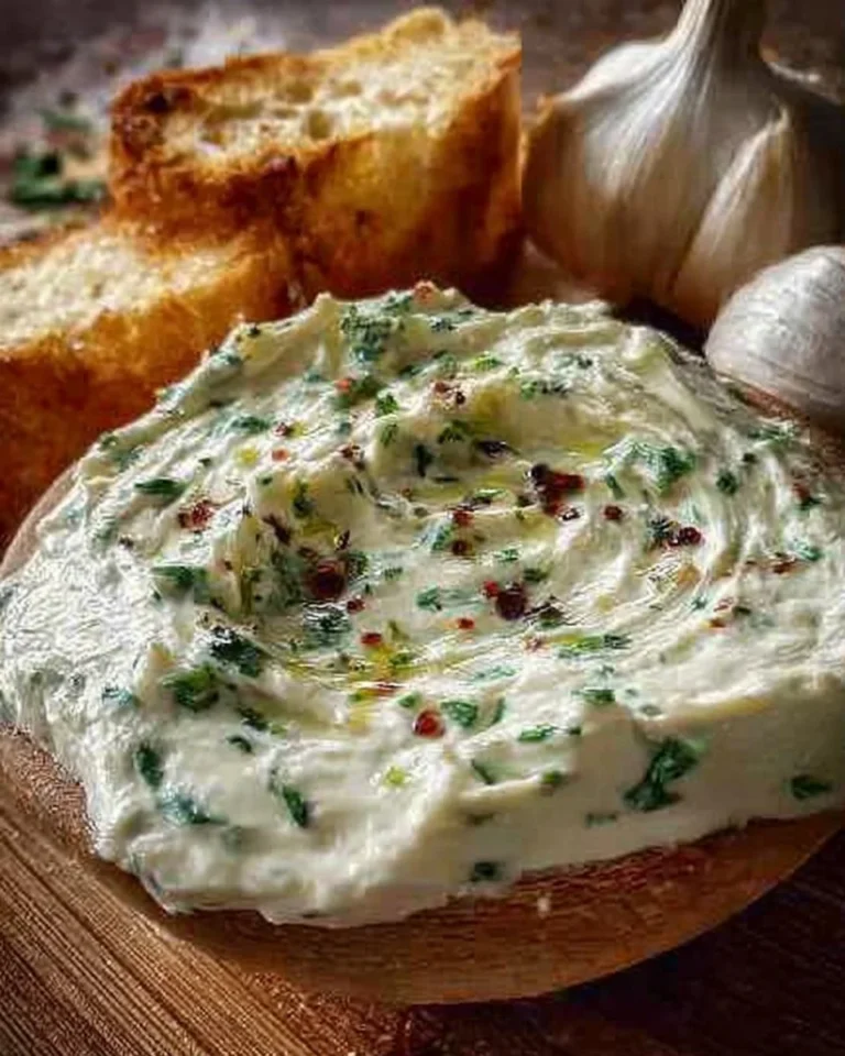 Cremiger Knoblauch-Dip in einer Schale, serviert mit Gemüsesticks