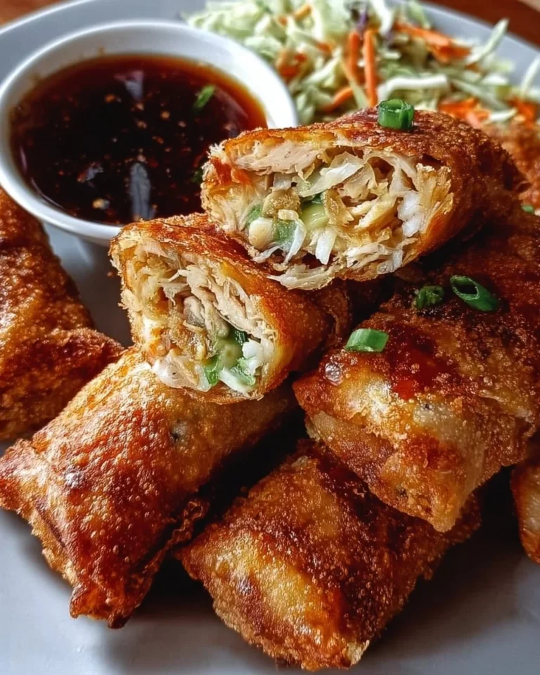 Knusprige Hähnchen-Frühlingsrollen mit frischen Zutaten und würziger Füllung