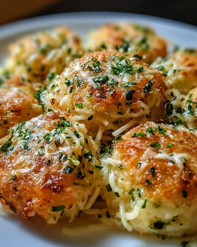 Knusprige Zucchini-Feta-Bällchen auf einem Teller serviert