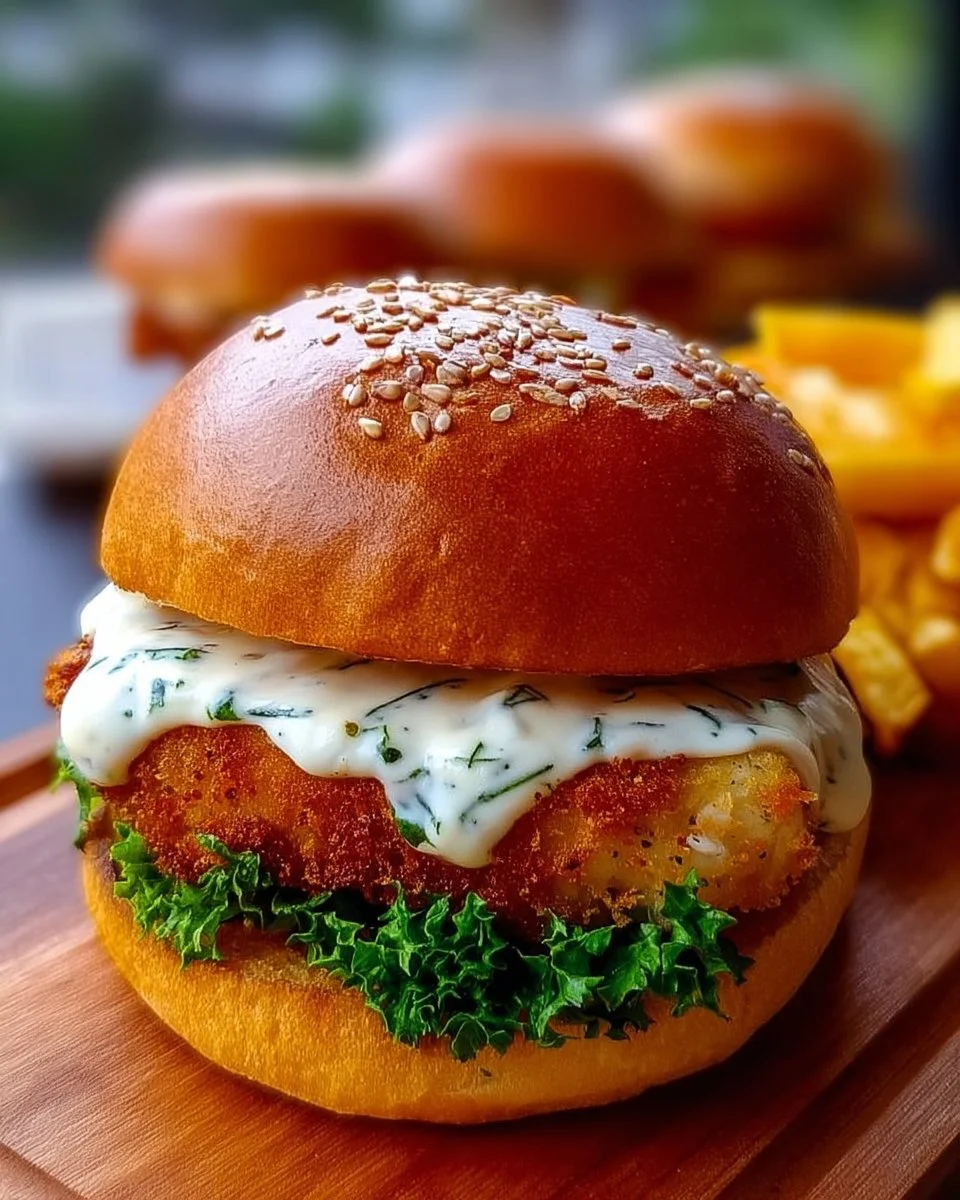 Knuspriger Fisch Burger mit frischen Zutaten und knuspriger Panade