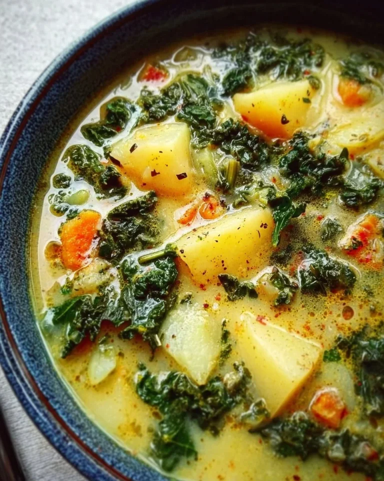 Krustige Kartoffel-Grünkohlsuppe mit frischem Grünkohl und Kartoffeln