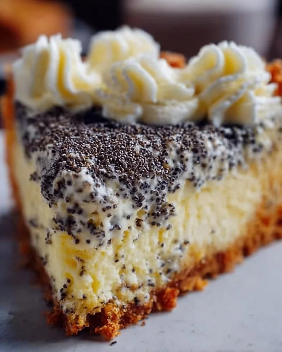 Mohn-Streuselkuchen mit Vanille-Quark-Creme auf einem Teller