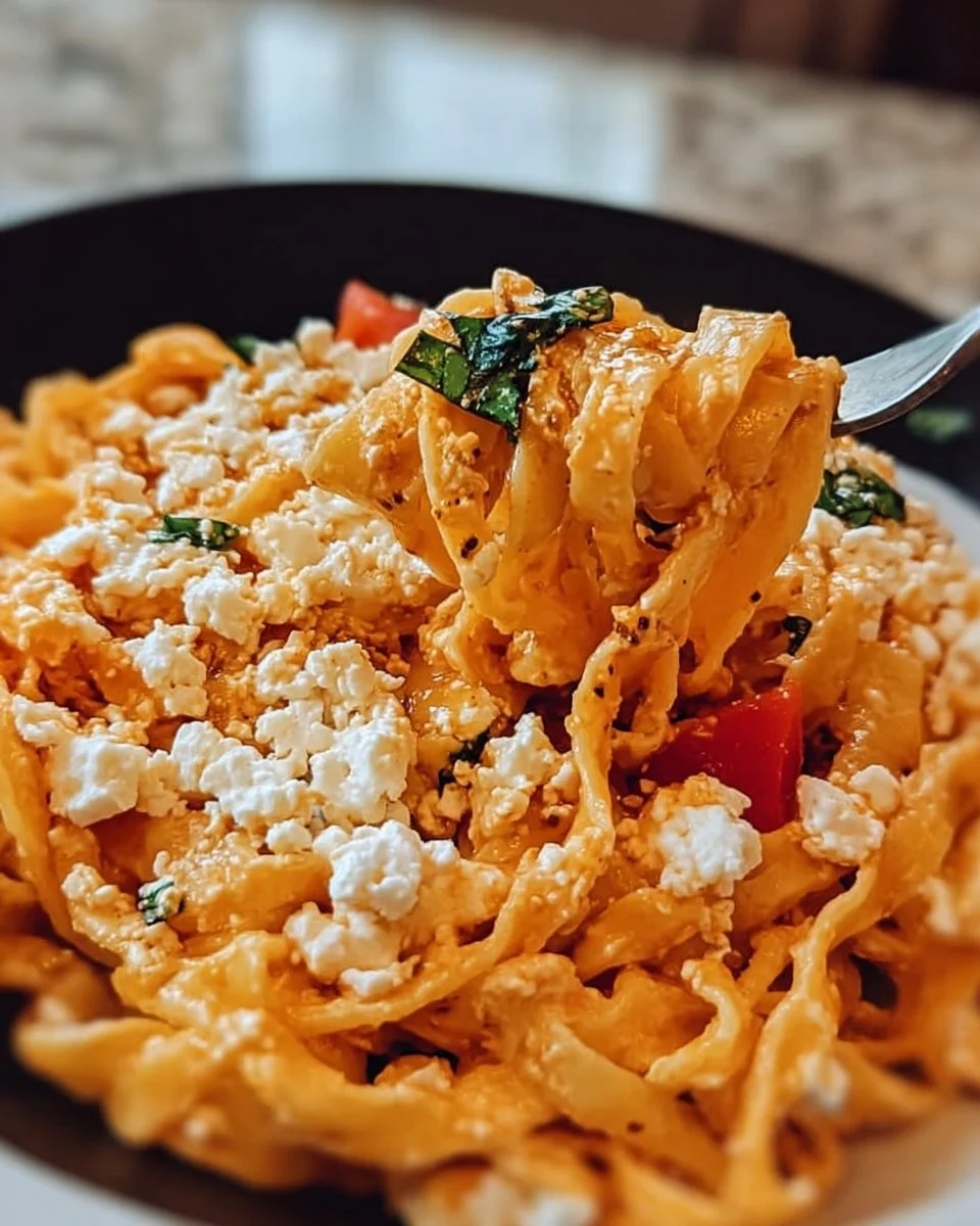 Protein Nudeln mit Hüttenkäse auf einem Teller serviert