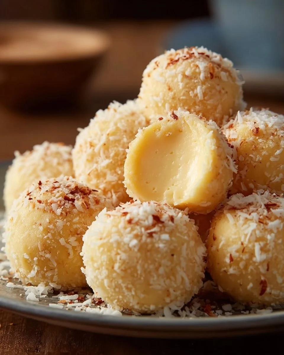 Leckere saftige Käsekuchen Kugeln auf einem Teller