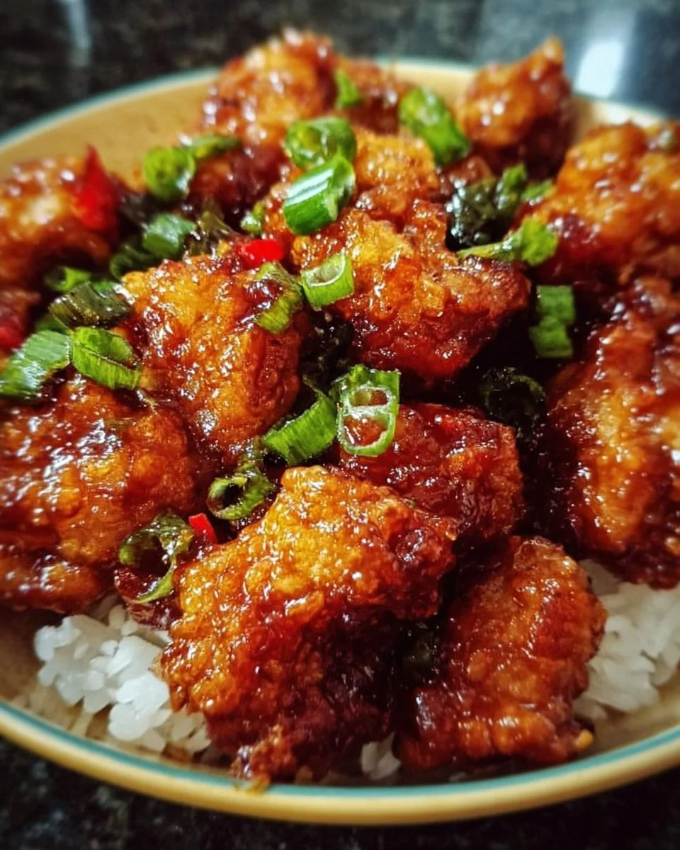 Scharfes Drachenhähnchen mit erfrischendem Gemüse auf einem Teller