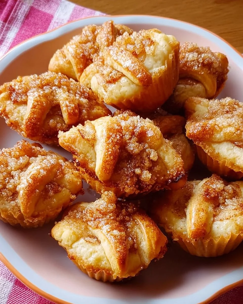 Schnelle Apfelkuchenbissen auf einem Teller serviert mit Appetit anregendem Aussehen.