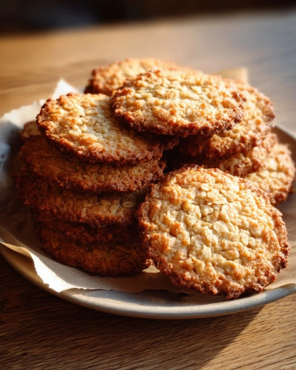 Schwedische Haferkekse auf einem Holzbrett