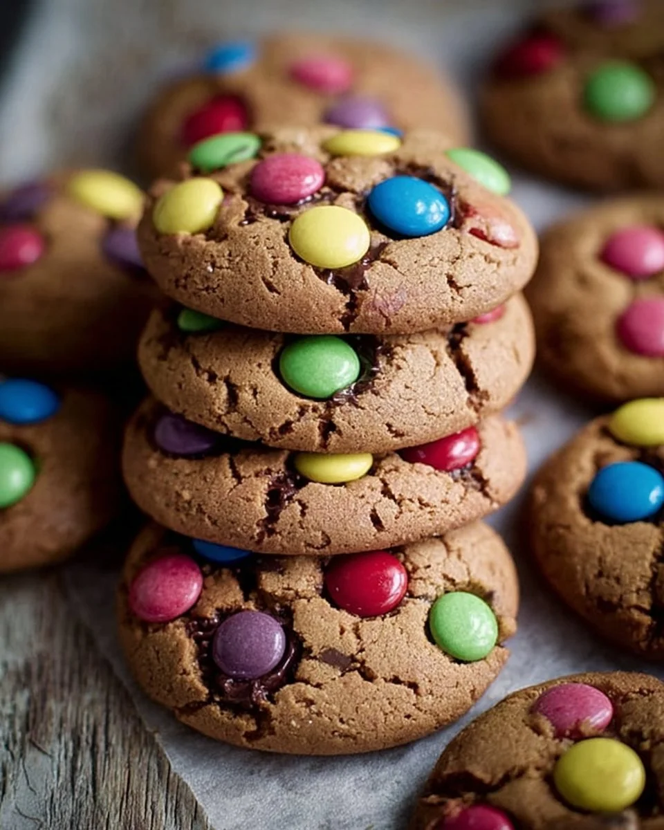 Bunte Smarties-Kekse frisch gebacken auf einem Teller