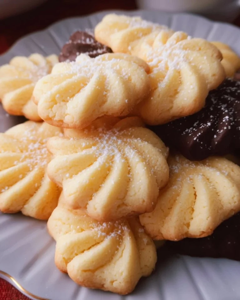 Leckeres Spritzgebäck mit Butter auf einem Teller dekoriert