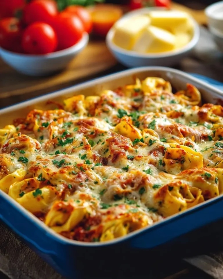 Leckere Tortellini Auflauf mit Käse überbacken