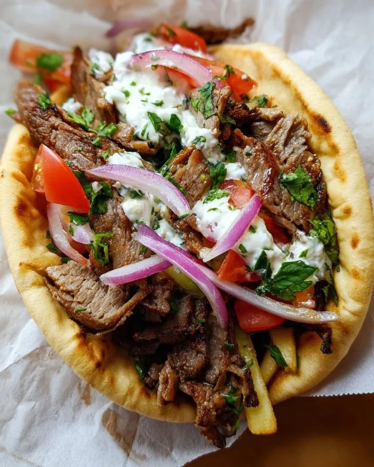 Überbleibsel von geröstetem Lamm Gyros auf einem Teller