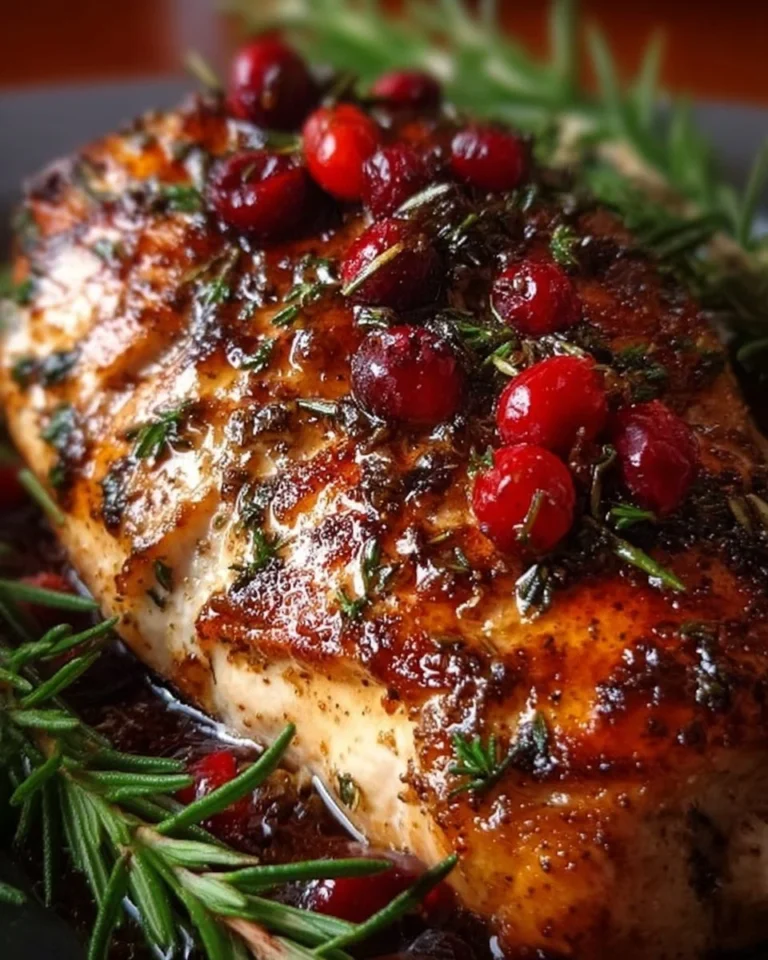 Festliches Weihnachts-Hähnchenbrust Gericht serviert auf einem Tisch