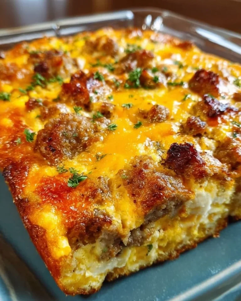 Wurst Frühstücks Auflauf mit frischen Zutaten und schmelzendem Käse