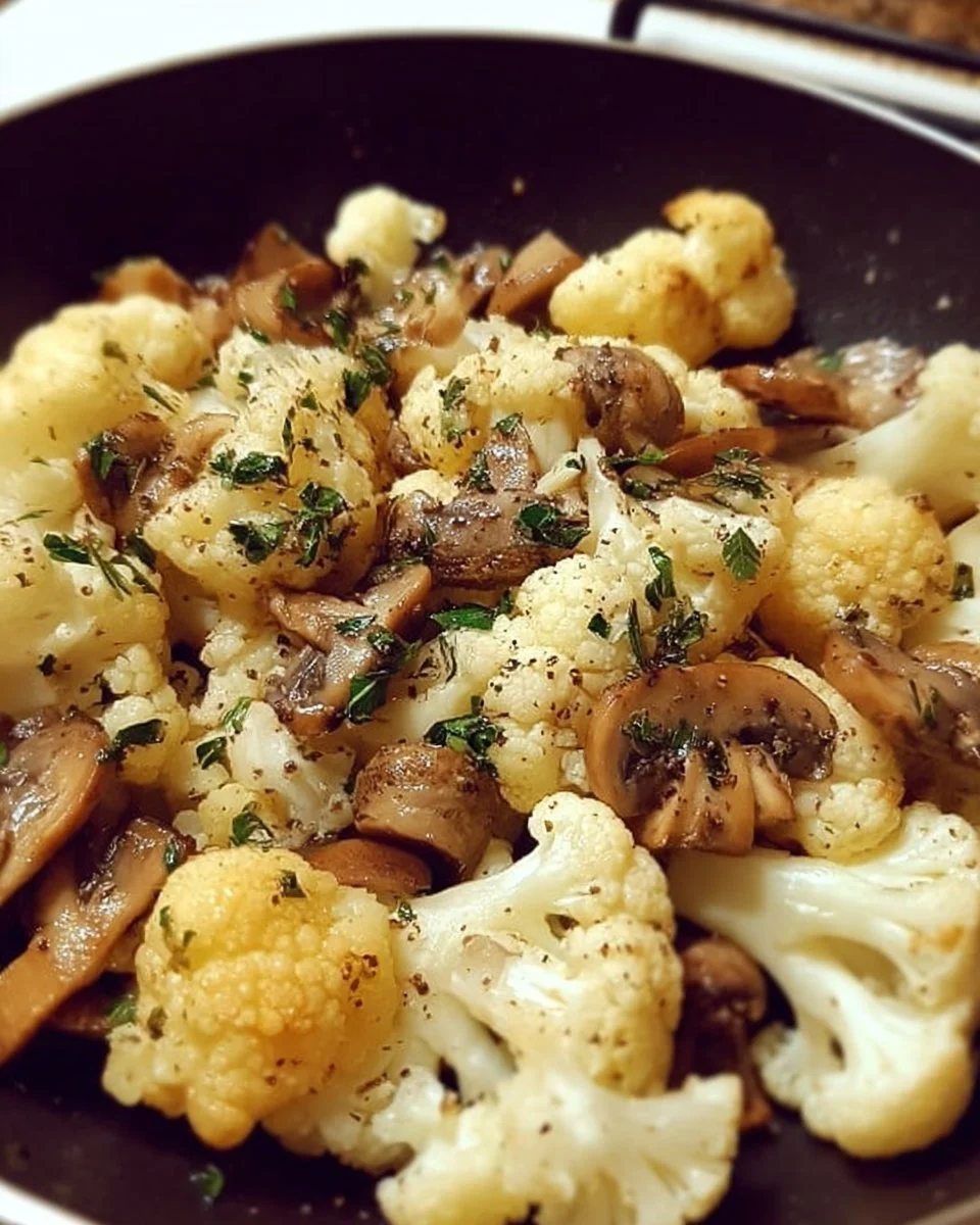 Blumenkohl-Champignons-Pfanne mit frischen Zutaten